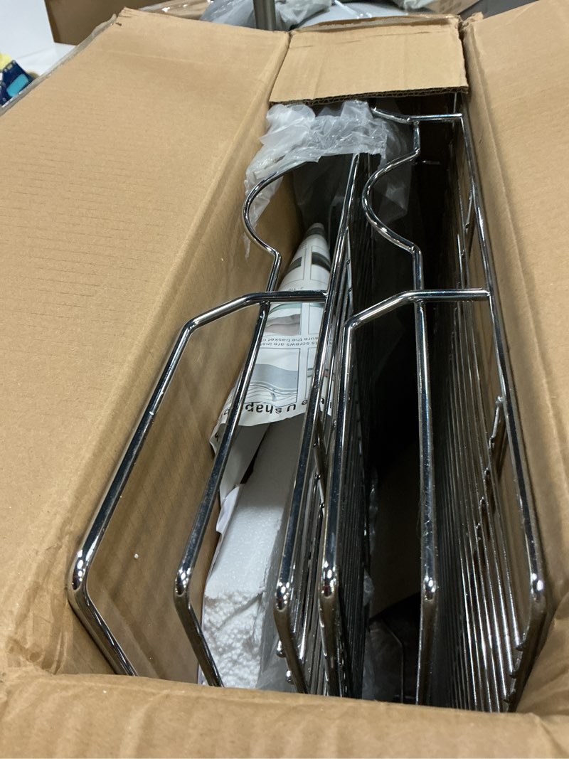 Condition photo showing Good Condition for OCG 2 Tier Pull Out Cabinet Organizer (21.5" W x 18" D), Pull Out Shelves for Kitchen Cabinets, Slide Out Pantry Shelves for Base Cabinet Organization in Kitchen Bathroom Pantry, Chrome Finish 21.5"W x 18"D, 2 Tier