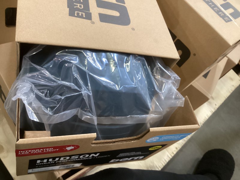 Condition photo showing New/Like New for BERN, Hudson MIPS Bike Helmet with Integrated LED Rear Light and U-Lock Compatibility for Commuting, Matte Navy, Large (B07ZG9ZQD1)