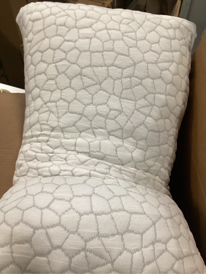 Condition photo showing As Is for Side Sleeper Pillow for Neck and Shoulder Pain Relief, Cervical Neck Support Pillow for Side Sleepers, Cooling Shredded Memory Foam Pillows for Hot Back Sleepers, Adjustable Curved Queen Bed Pillows Queen (1 Count) Crescent White(cooling)