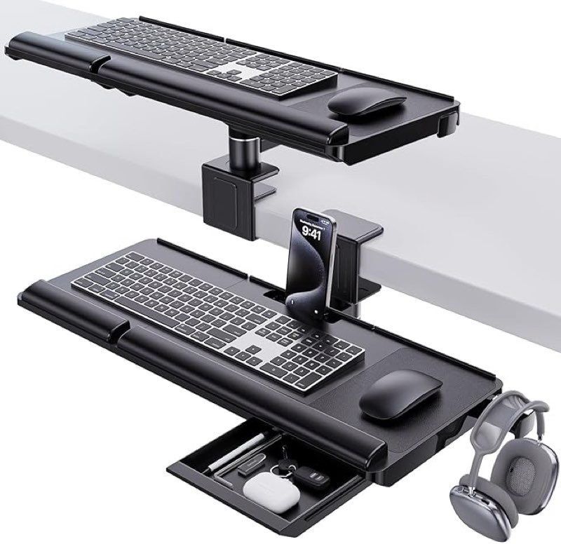 Klearlook Upgraded Ergonomic Keyboard Tray Under Desk, Adjustable Sliding Keyboard Platform Holder, 