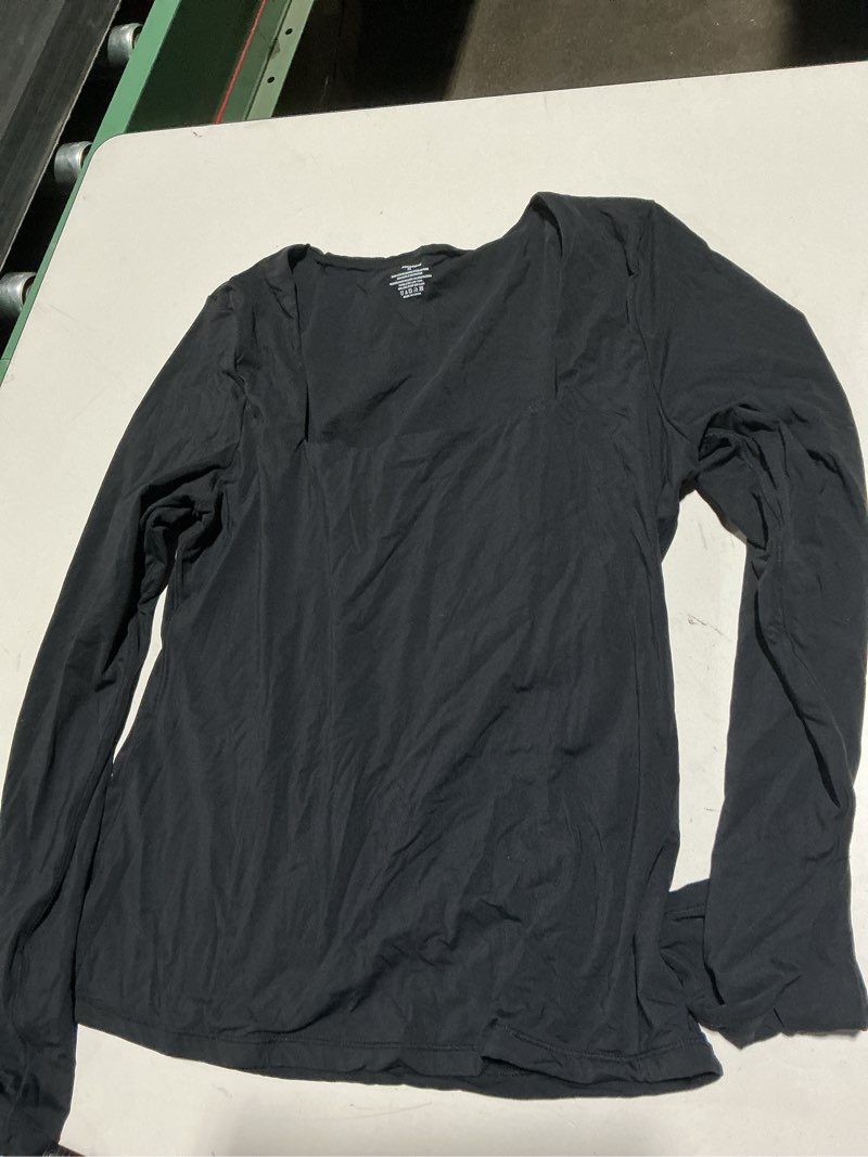 Condition photo showing As Is for suuksess women square neck long sleeve tops double lined going out t shirts x-large 01 black