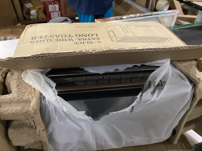 Condition photo showing New/Like New for Elite Gourmet ECT-3100 Long Slot 4 Slice Toaster, Reheat, 6 Toast Settings, Defrost, Cancel Functions, Built-in Warming Rack, Extra Wide Slots for Bagels & Waffles, Stainless Steel & Black 4 Slice Matte Black