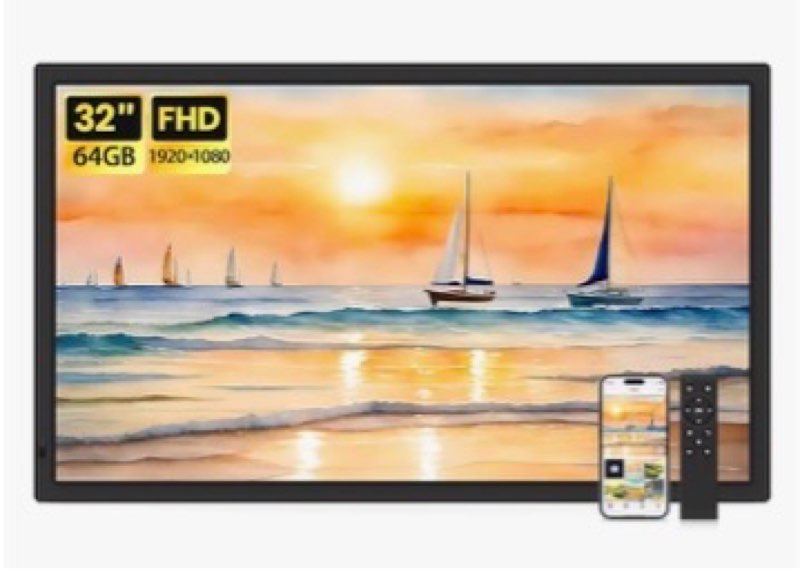 uhale 32 inch extra large digital picture frame with 64gb, remote control, 1920 x 1080 fhd ips wifi 