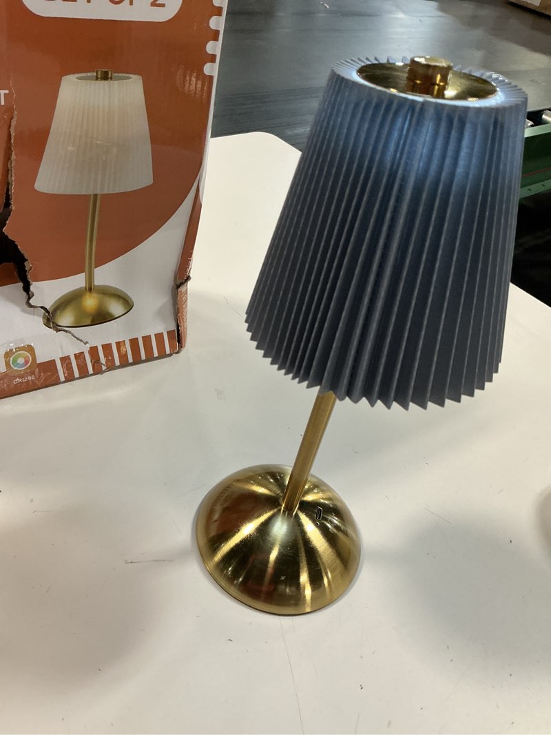 Condition photo showing Good Condition for set of 2 table lamps cordless, led small rechargeable lamps, 3 color temperatures & stepless dimming, mini table lamp set battery operated for bedside, living room, home decor (slate blue)