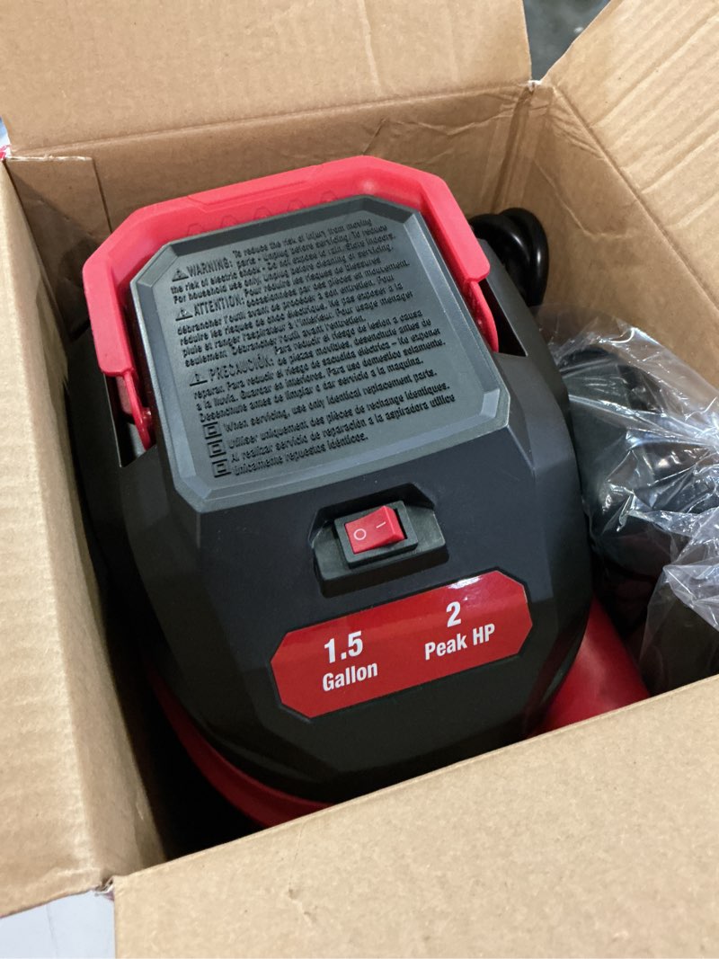 Condition photo showing Good Condition for hyper tough 1.5 gallon 2 peak hp poly wet/dry vacuum, vh105 3502, new