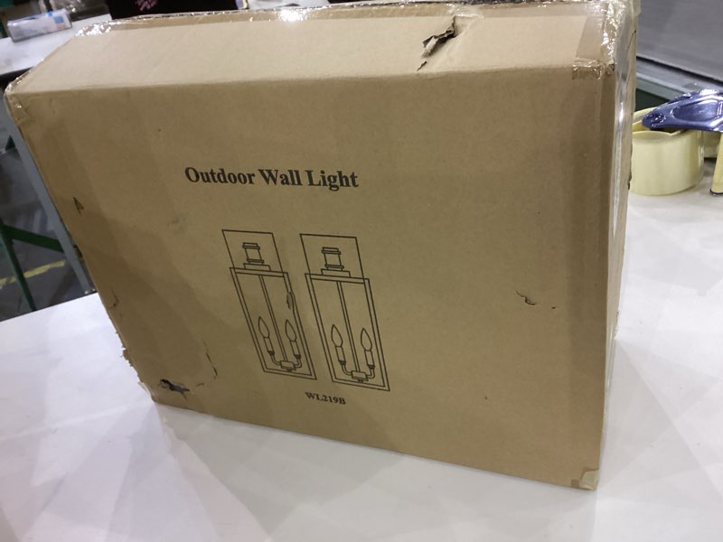 Condition photo showing As Is for Large Outdoor Wall Lights Exterior 2 Pack, 16.2" Waterproof Front Porch Lights Outdoor with Tempered Glass, Anti-Rust Modern Black Outdoor Light Fixtures Wall Mount for House Patio Garage Black 16.2Inch-2 Pack