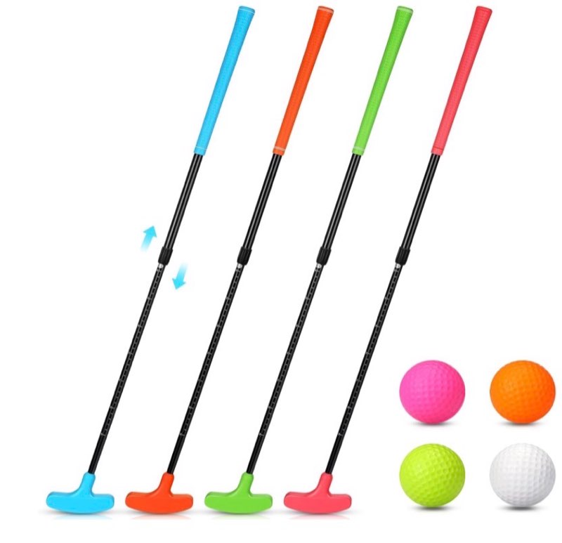 hiboom 4 pack golf putters for men and women two way mini golf putter with 4 balls adjustable length