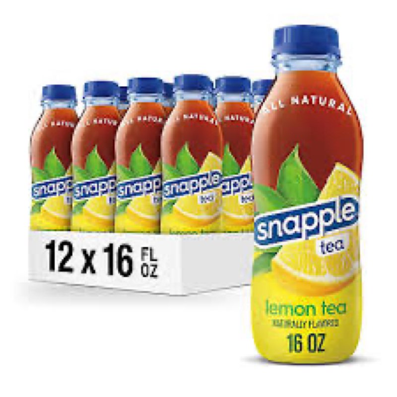 snapple, lemon tea, recycled bottle, 16 fl oz, 12 count