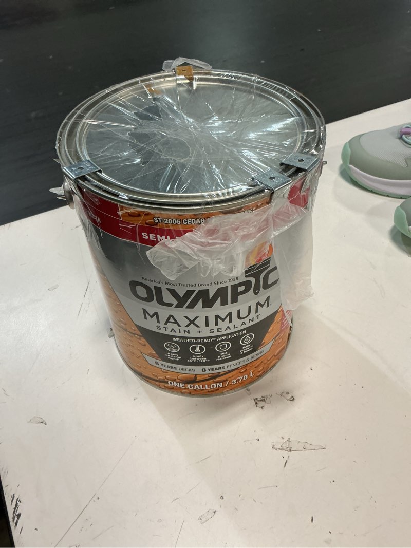 Condition photo showing Good Condition for olympic maximum 1 gal. st-2005 cedar naturaltone semi-transparent exterior stain and sealer in one low voc