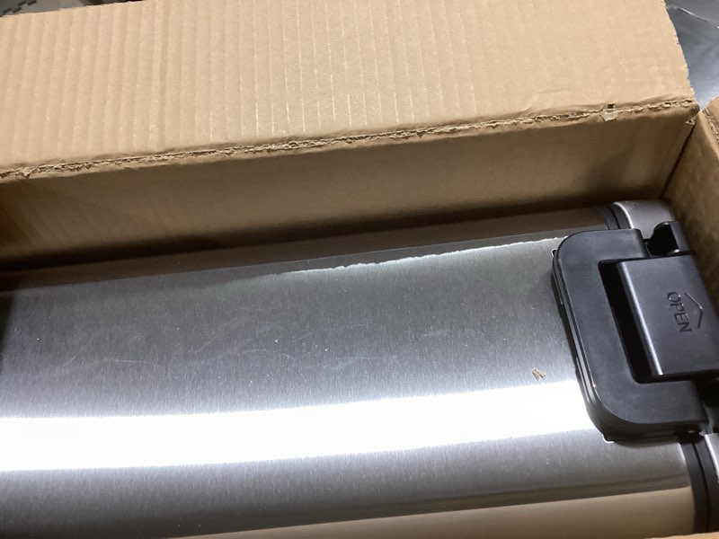 Condition photo showing As Is for Courpal® Stainless Steel Dog Food Storage Container - 20 LB / 15 LB Dry Pet Food Container with Lids Airtight for Cat Dog Bird - 15L / 4 Gal Stackable Metal Large Sealed Animal Food Bin with Scoop Black S