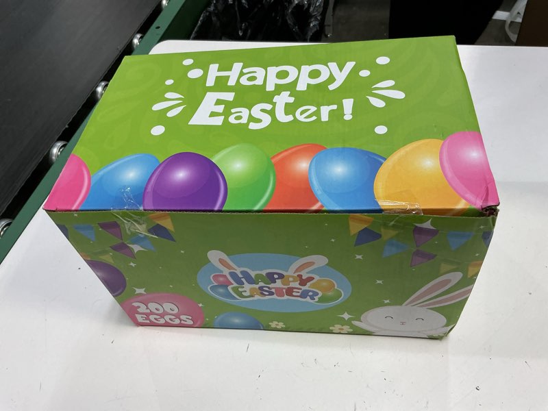 Condition photo showing New/Like New for 200 pcs 2.4" colorful fillable easter eggs with 6 surprise golden eggs, plastic easter egg empty for easter egg hunt party favors kids easter basket stuffers fillers classroom prizes for boys girls 200 pack 2.4 inch eggs