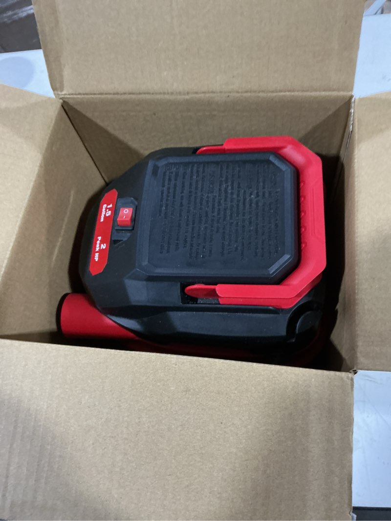Condition photo showing As Is for hyper tough 1.5 gallon 2 peak hp poly wet/dry vacuum, vh105 3502, new