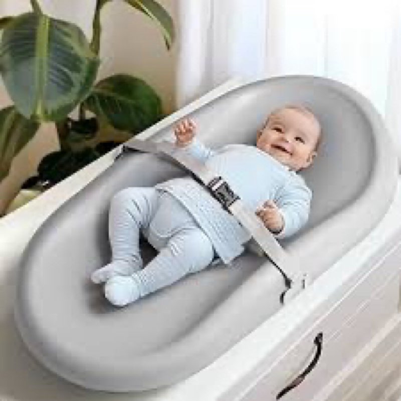 Wipe-Clean Changing Pad, Waterproof & Wipeable, Soft & Non-Slip Diaper Adjustable Safety Belt, Chang