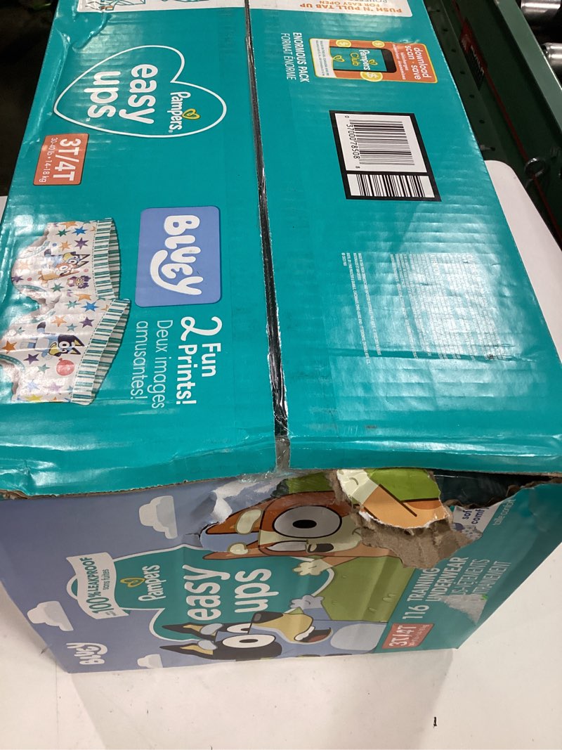 Condition photo showing New/Like New for pampers training pants - easy ups boys & girls bluey - size 3t-4t, 116 count, children's potty underwear (packaging may vary)