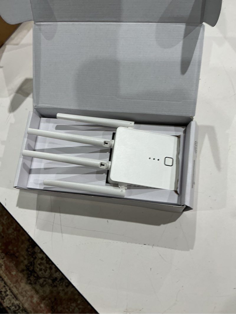 Condition photo showing As Is for wifi extender, 2026 fastest wifi booster 1200mbps dual band (5ghz/2.4ghz) wifi extenders signal booster for home, wifi repeater with ethernet port covers up to 12999sq.ft and 85+ devices