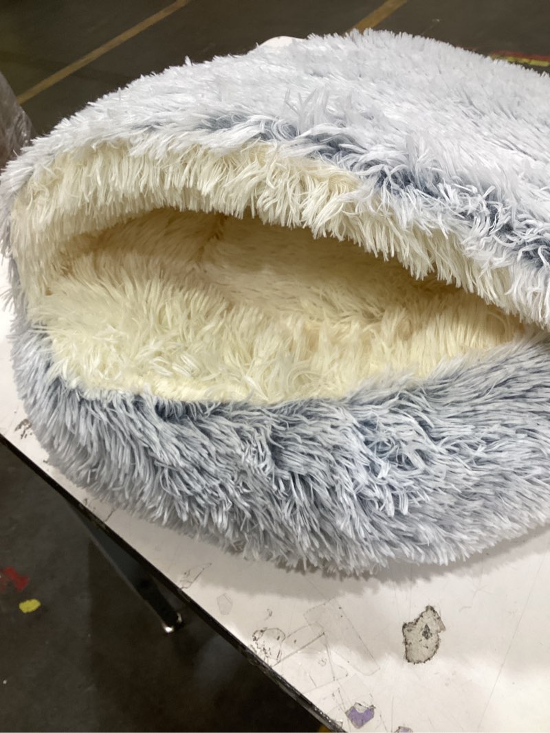 Condition photo showing Good Condition for small dog bed with cover cave, cozy cat cave bed, round puppy bed with hooded cover, cat beds for indoor cats washable, puppy beds with anti-slip bottom (grey,medium) grey medium