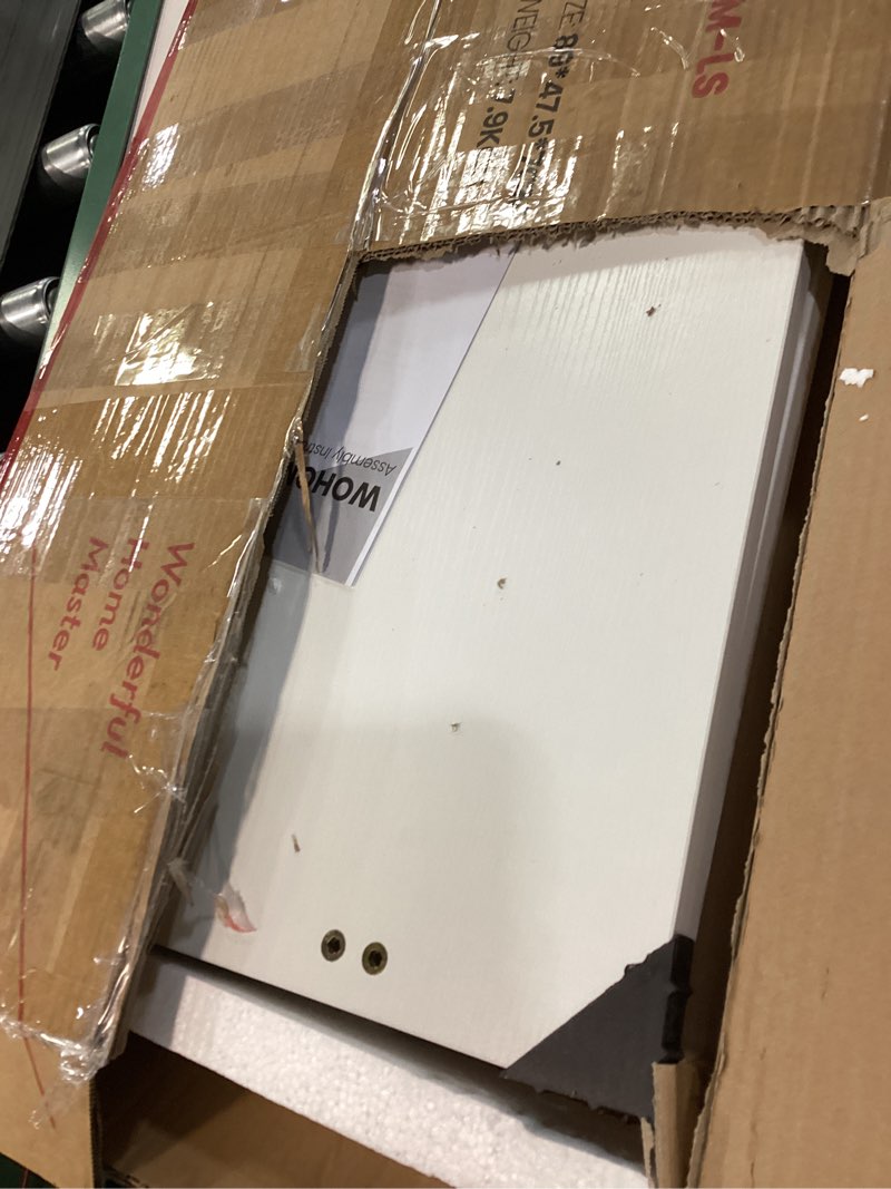 Condition photo showing As Is for WOHOMO Folding Desk, 31.5" Small Desk for Small Spaces, Easy Assemble Foldable Computer Desk for Laptop, Mini Portable Working Table Narrow Wooden Writing Workstation for Home Office, White Small Size:31.5 x 15.7 White