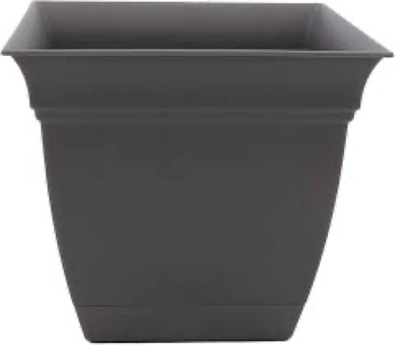(2 pcs). The HC Companies 12 Inch Eclipse Square Planter Pots with Drainage Holes & Attached Saucer, Lightwei