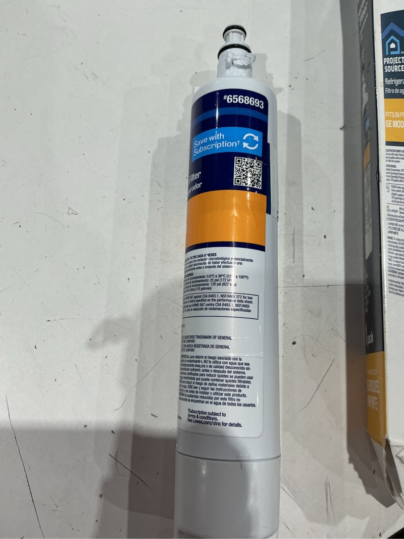 Condition photo showing As Is for project source twist-in refrigerator water filter fits ge filter rpwfe