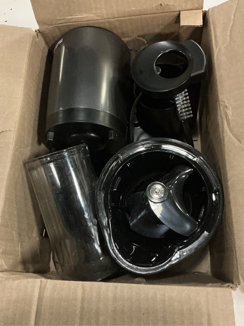 Condition photo showing As Is for nutribullet Slow Juicer, Slow Masticating Juicer Machine, Easy to Clean, Quiet Motor & Reverse Function, BPA-Free, Cold Press Juicer with Brush, 150 Watts, Charcoal Black, NBJ50300, 24-oz