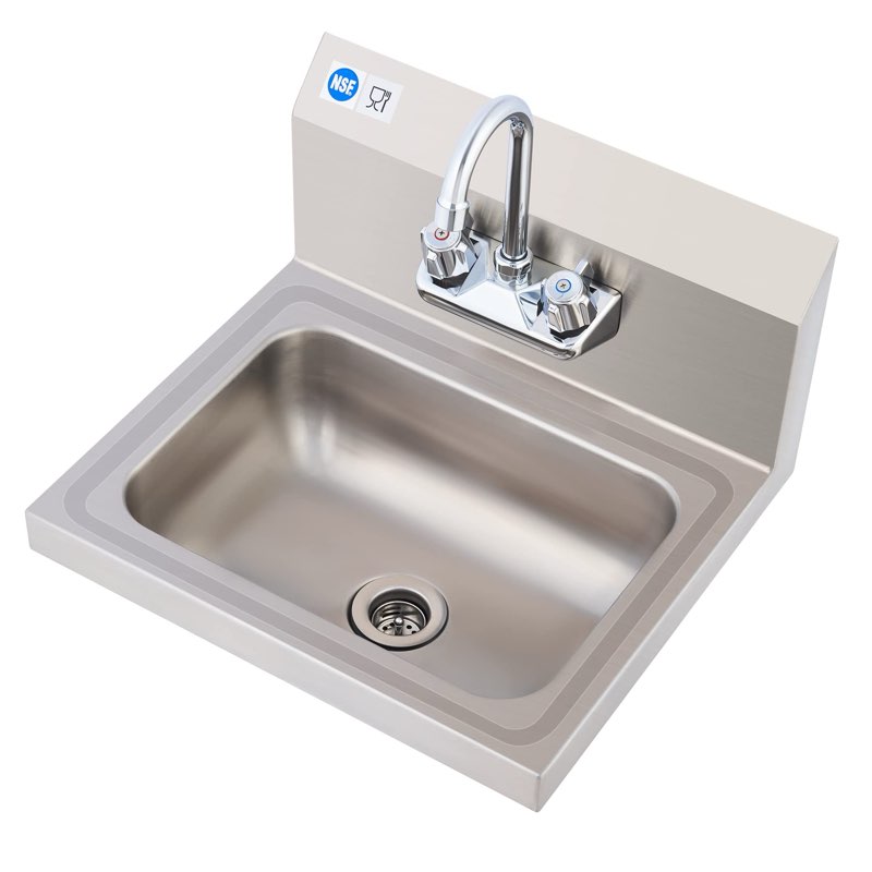 WILPREP Commercial Hand Sink, NSF Stainless Steel Sink Commercial Utility Sink with Gooseneck Faucet