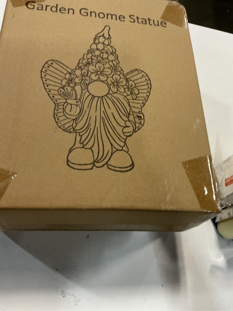 Condition photo showing New/Like New for BAYN Garden Gnome Statues Outdoor Decor, Solar Powered Outdoor Gnome with Butterfly Wing Decorative Yard Garden Lights Art Gifts with 11 Warm White LEDs Butterfly Gnome