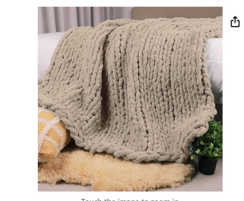 throws›throws amazon prime logo enjoy fast, free delivery, exclusive deals, and award-winning movies & tv shows. join prime $59.99 free delivery monday, november 17 or prime members get free delivery tomorrow, november 13. order within 12 hrs 47 mins. join prime delivering to florence 41042 - update location in stock quantity: quantity:1   add to cart   buy now ships from amazon sold by carriediosa store returns free refund/replacement until jan 31, 2026 payment secure transaction see more add a gift receipt for easy returns add to list  carriediosa chunky knit throw blanket 50&#34; x 60&#34;, 100% hand made large chenille loop yarn soft fluffy throws for couch sofa bed, big crochet cozy heavy thick cable woven blankets, taupe touch the image to zoom in                  4+    carriediosa chunky knit throw blanket 50" x 60", 100% hand made large chenille loop yarn soft fluffy throws for couch sofa bed, big crochet cozy heavy thick cable woven blankets, taupe