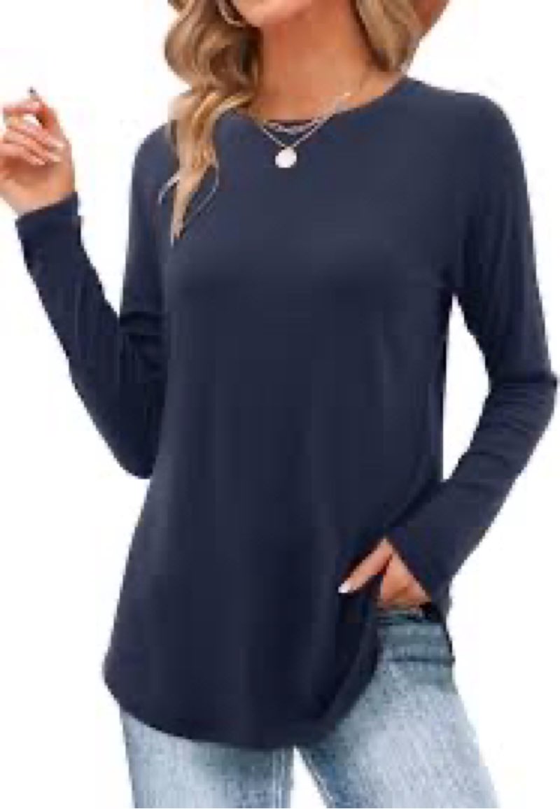 DittyandVibe Womens Tee Shirts Raglan Long Sleeve Crew Neck Tops Fall Casual Loose Tshirts Tunic Shi