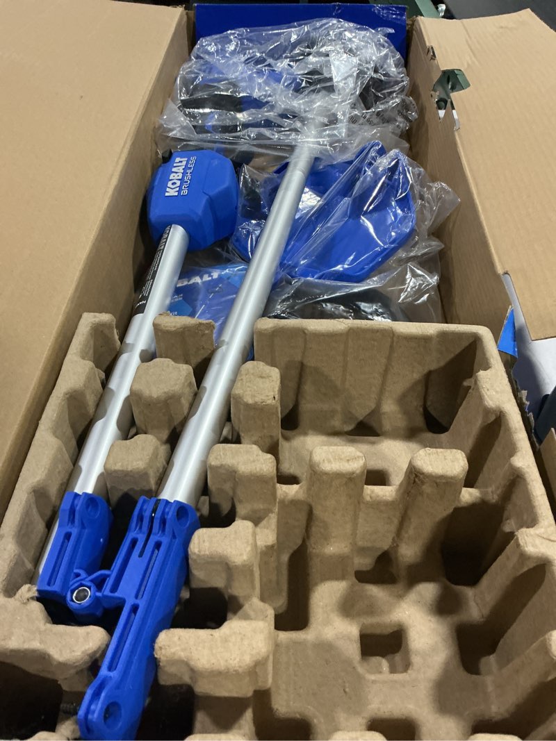 Condition photo showing As Is for kobalt 24-volt 14-in straight shaft battery string trimmer 4.0 ah (battery included) (charger included)