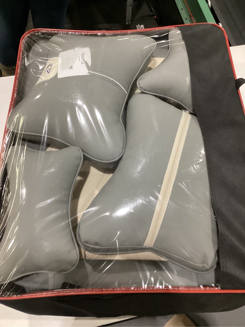 Condition photo showing New/Like New for Amooca Car Seat Covers Full Set Automotive Seat Protection Fit for Most Cars SUVs Front & Back Seats Waterproof Nappa Leather Car Seat Cushion Breathable Beige Grey with Pillow & Lumbar Support