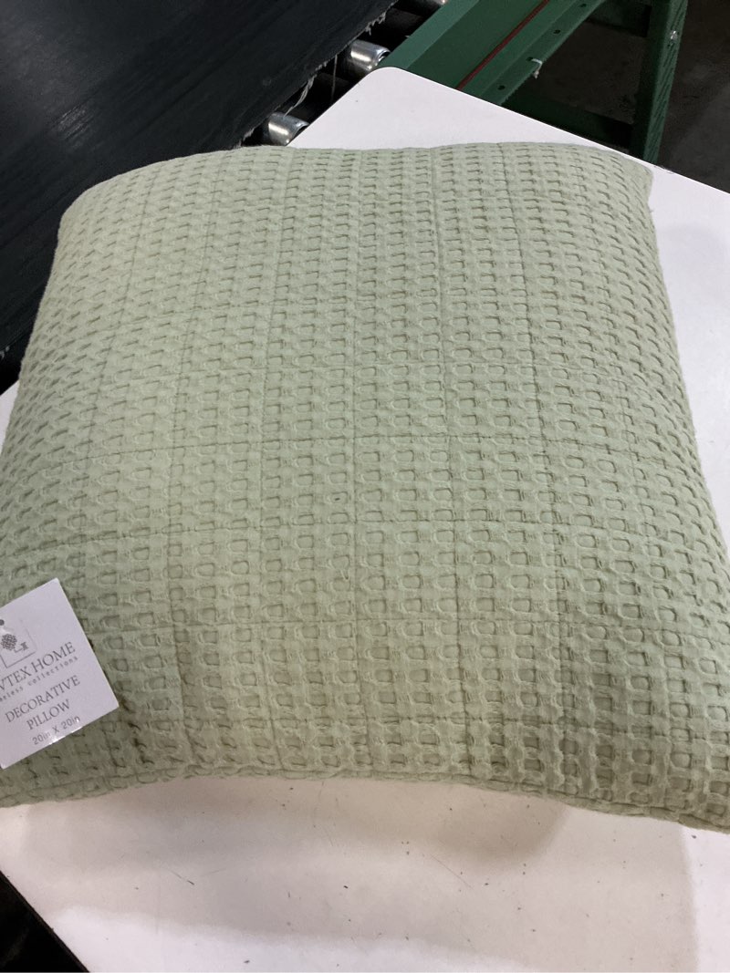 Condition photo showing Good Condition for levtex home - mills waffle - decorative pillow - poly filled - desert sage - sham size (20 x 20in.)