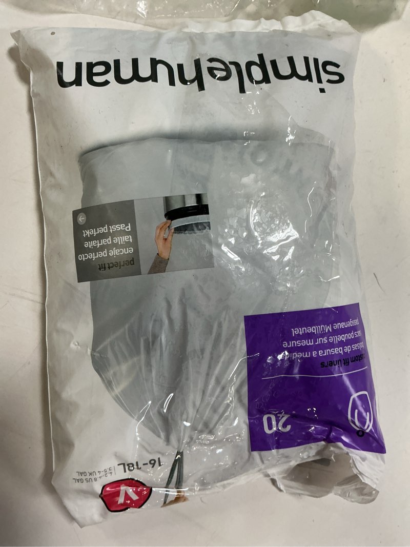 simplehuman code v 100 count, dispenser pack custom fit liners, drawstring trash bags, 16-18 liter / 4.2-4.8 gallon, white 100 count (pack of 1)