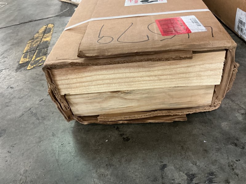 Condition photo showing As Is for timberthane pecky cypress faux wood beam, 2-sided (l-beam), 6"w x 6"h x 120"l, seashell finish
