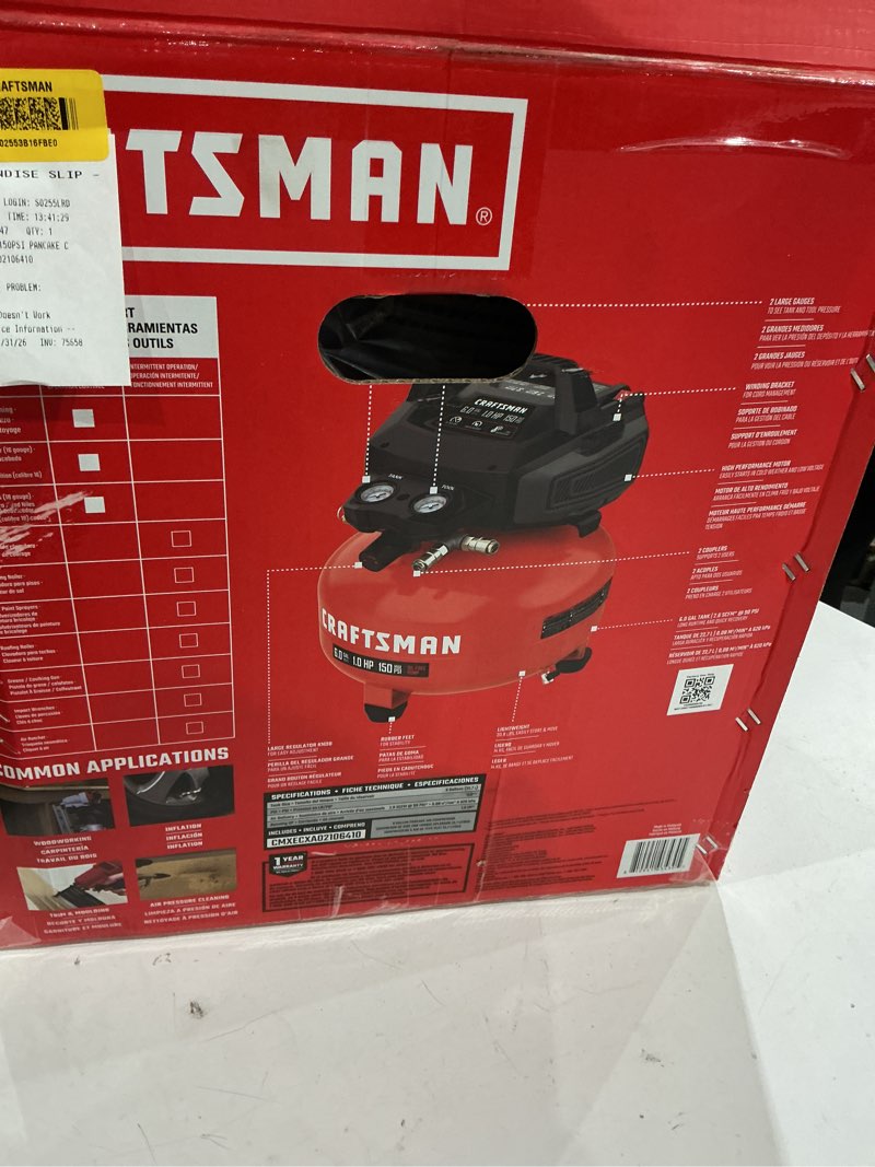 Condition photo showing New/Like New for craftsman 6-gallon portable electric 150 psi pancake air compressor