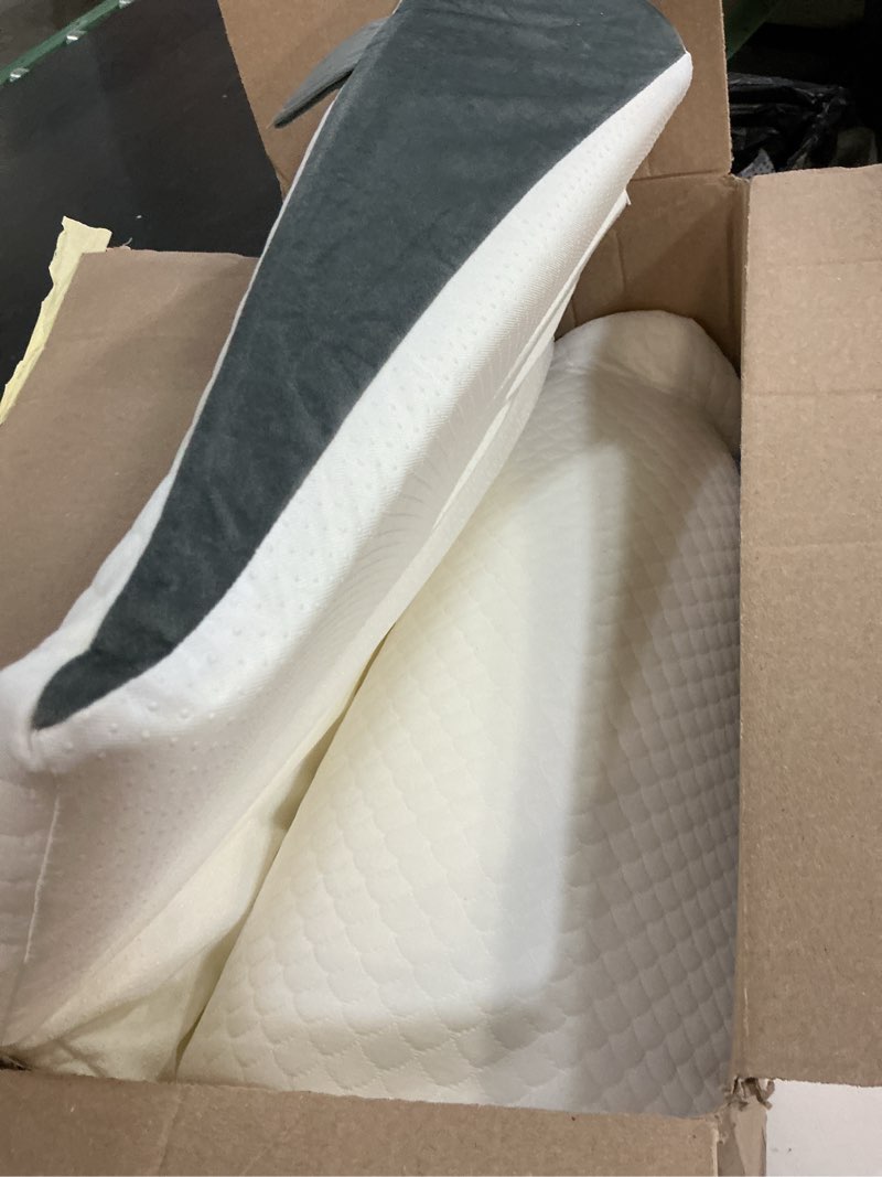 Condition photo showing New/Like New for 3pcs wedge pillow set for after surgery,acid reflux relief, adjustable bed wedge pillows for sleeping,anti snore, memory foam triangle pillow for back&neck&shoulder pain relief, white&grey white/grey 12 in+1 head pillow