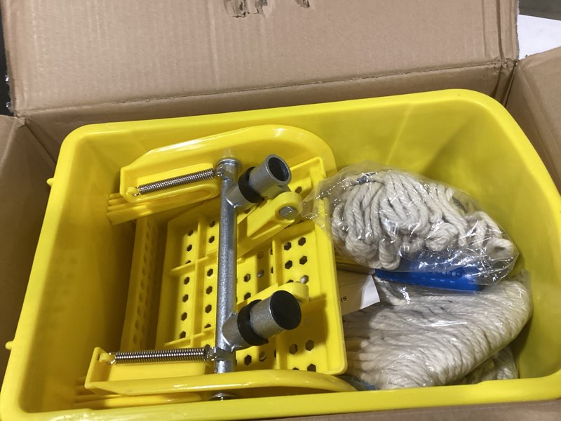 matthew cleaning 22 quart compact mop bucket incl.2 pack mop head with side press wringer on wheels,