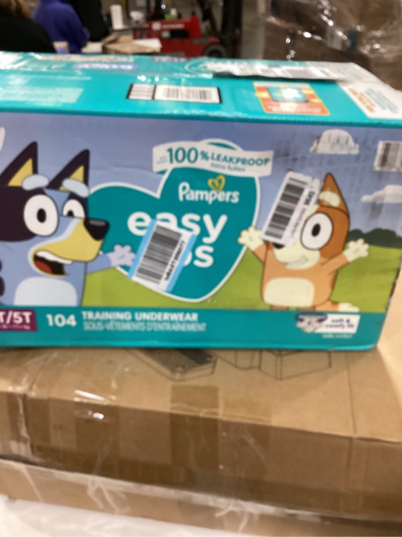 Condition photo showing New/Like New for Pampers Training Pants - Easy Ups Boys & Girls Bluey - Size 4T-5T, 104 Count, Children's Potty Underwear (Packaging May Vary) 4T-5T 104