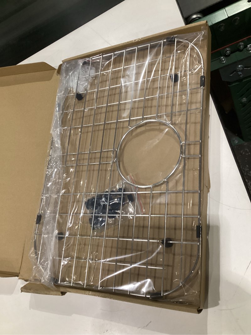 Condition photo showing Good Condition for serene valley sink bottom grid 19-1/16" x 13-5/8”, rear drain with corner radius 3-1/2", sink protector nlw1914r
