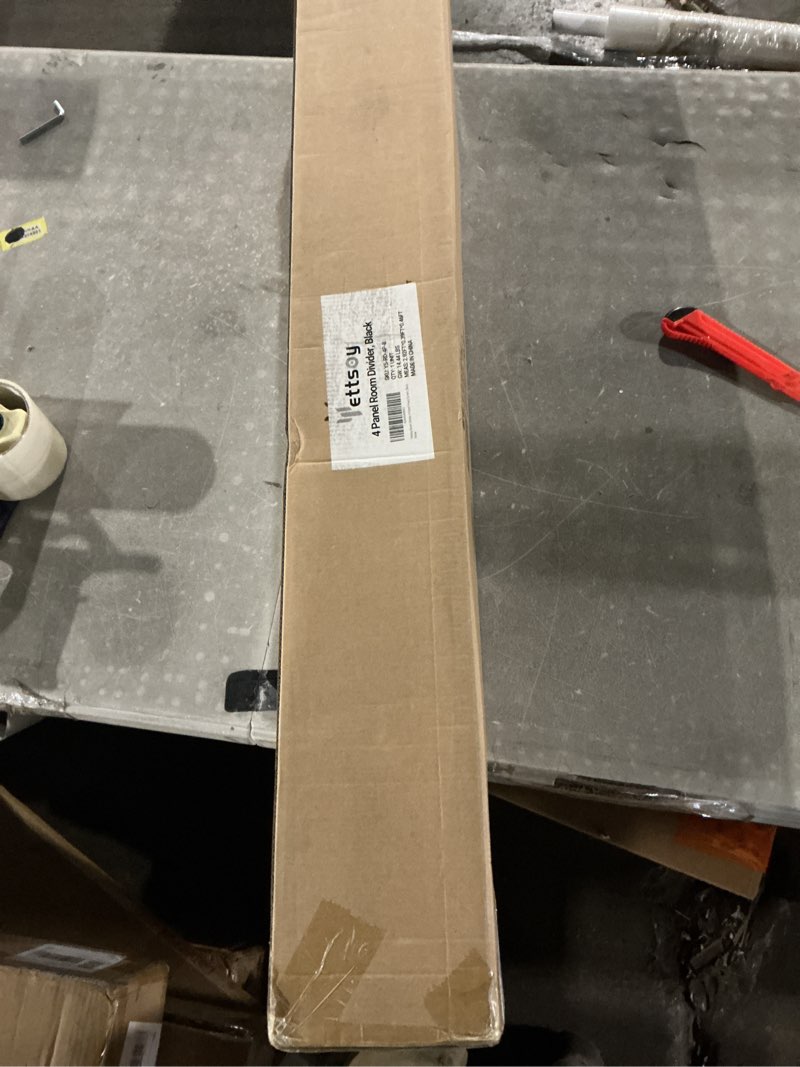 Condition photo showing Good Condition for Room Divider 6FT Tall Folding Privacy Partition Screen, 88'' W Portable Wall Divider for Room Separation, Freestanding 4 Panel Room Divider Panel Privacy Screen for Dorm Studio Office, Black