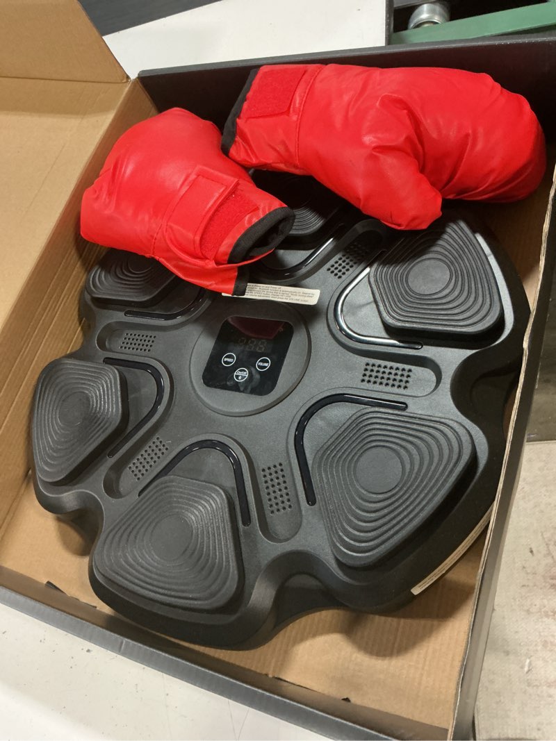 Condition photo showing As Is for tgllm music boxing machine for kids and adults, wall mounted bluetooth punching trainer with boxing gloves, intelligent led boxing target workout machine for teenagers boys girls ?black-kid