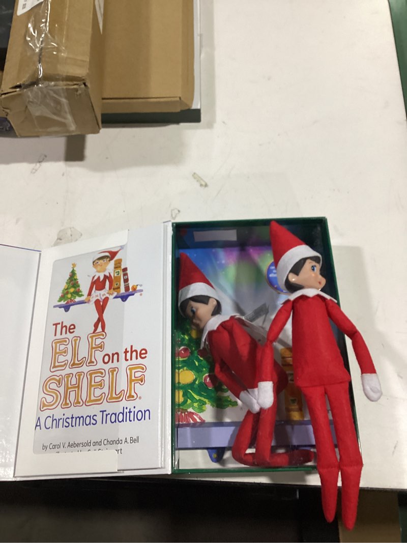 Condition photo showing As Is for the elf on the shelf - blue eye girl elf - by chanda bell (hardcover)
