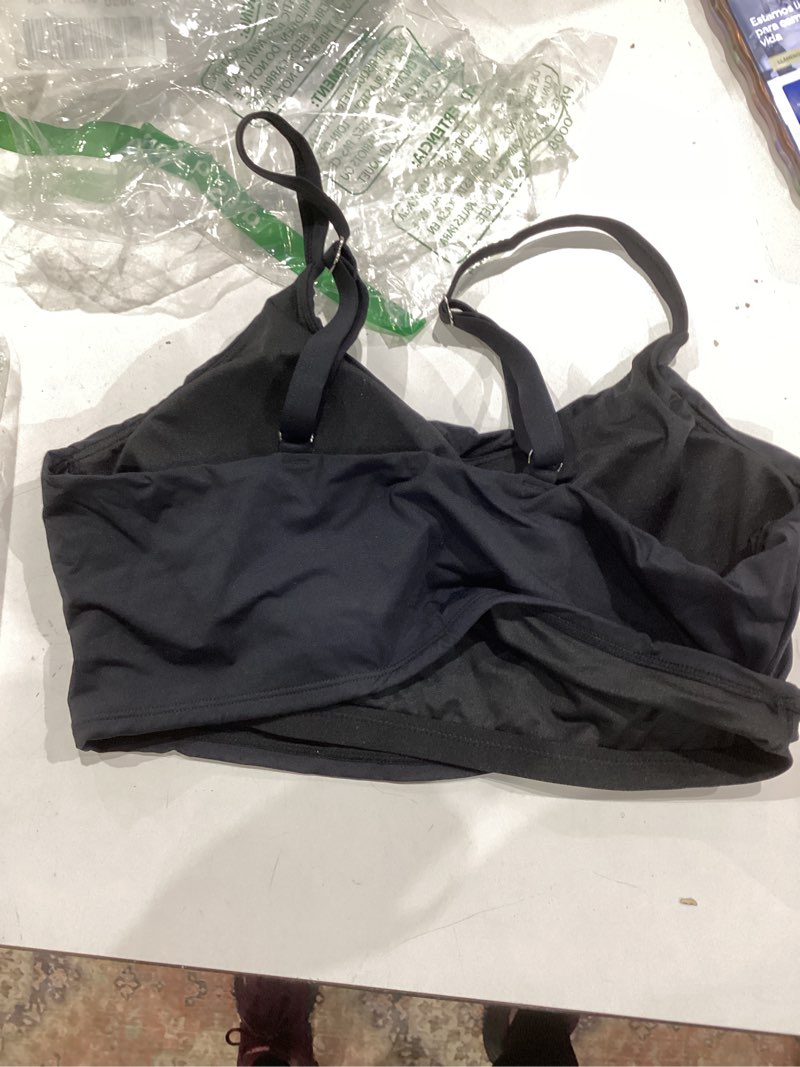 Condition photo showing Good Condition for aqua eve women's sport bra swim top - 2025 crop bikini top modest v neck bathing suit black x-large
