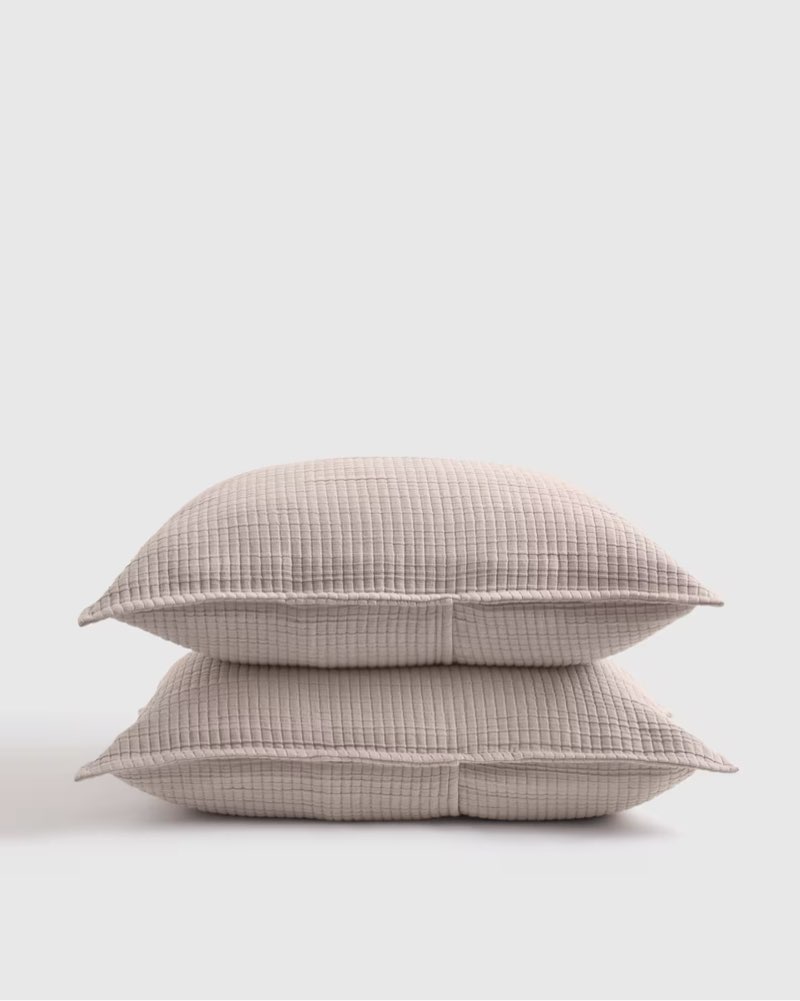 organic ribbed cotton shams color: sand size: king