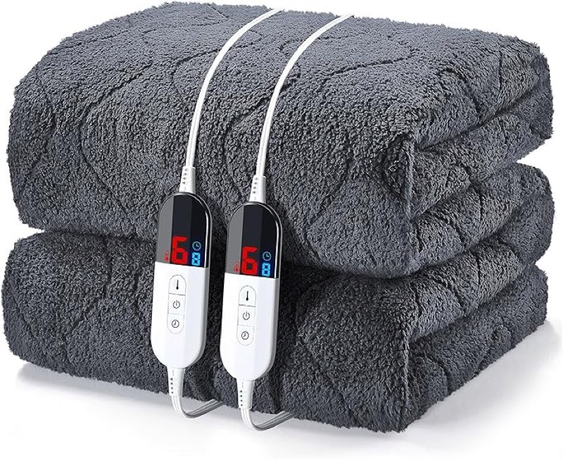 bedsmile Heated Mattress Pad King Size with Dual Control - Sherpa Quilted Electric Mattress Pad Cove