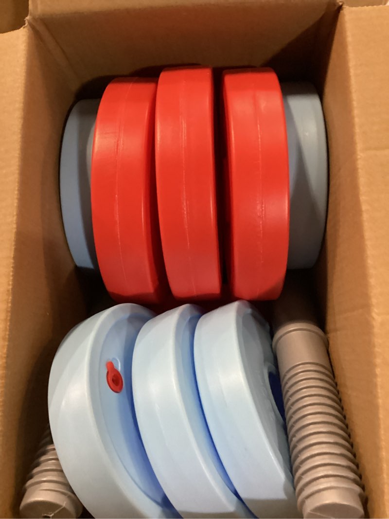 Condition photo showing Good Condition for kids exercise equipment with 2 dumbbells and kettlebell - adjustable workout toy equipment for children pretend play exercise - toddler beginner gym & fitness family games for birthday gifts