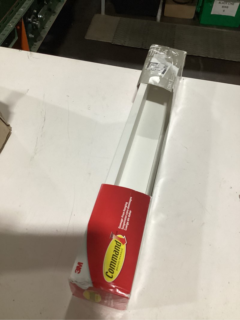 Condition photo showing New/Like New for command picture ledge, 21" damage free hanging floating shelf with adhesive strips, quartz, no tools picture hanger for displaying decorations and photographs, 1 ledge and 10 strips