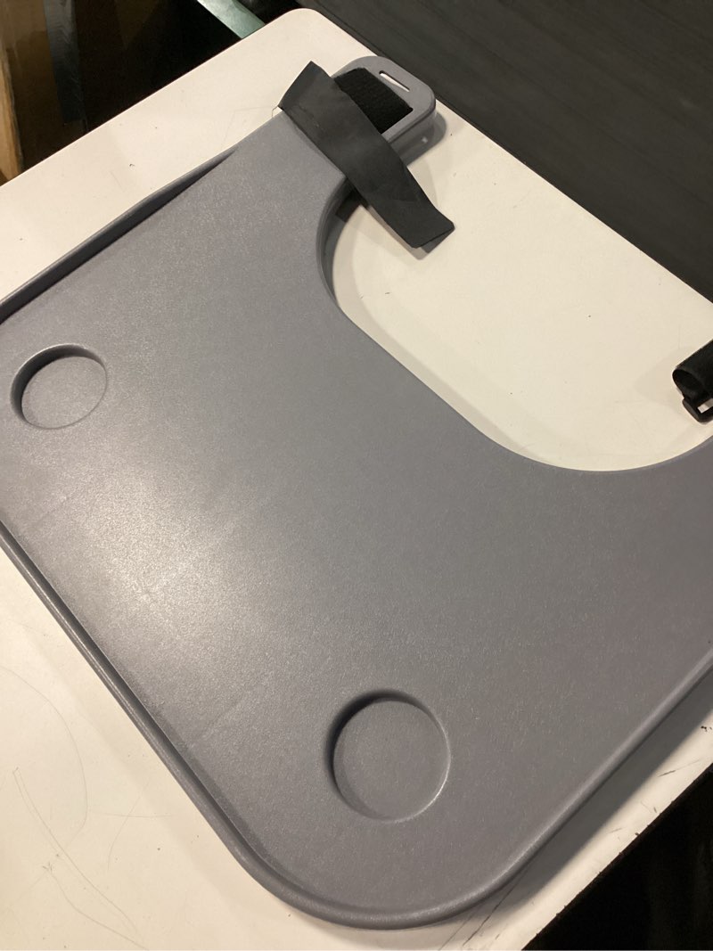 Condition photo showing Good Condition for miumaeov wheelchair lap tray features two integrated cup holders and attaches with hook-and-loop straps.