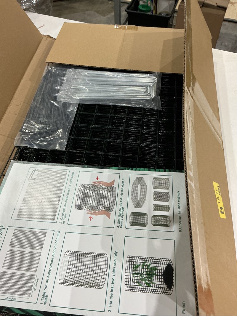 Condition photo showing Good Condition for 6 packs 24"x 12" large wire plant protectors from animals,plant cages for outdoor plants,plant covers from animals with ground stakes and nylon ties protect plants,shrubs,vegetables from animals-18pcs 18pcs-24"x 12"