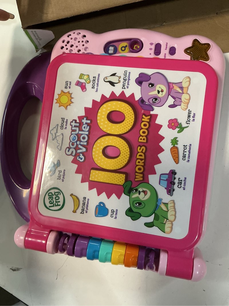 Condition photo showing New/Like New for leapfrog scout and violet 100 words book, purple purple standard packaging