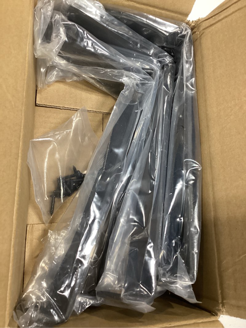 Condition photo showing New/Like New for 6-Pack Heavy Duty J-Shaped Shelf Brackets with Lip, 9-Inch Industrial Wall-Mounted Floating Supports for 8.8" Wide Lumber Board, Matte Black Finish, HOME MASTER HARDWARE 6 Pack